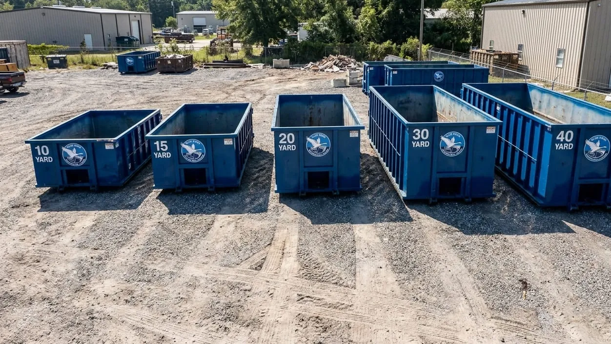 What size dumpster do I need in Lakeland, Florida — roll-off containers compared side by side at the yard What size dumpster do I need in Lakeland, Florida — roll-off containers compared side by side at the yard